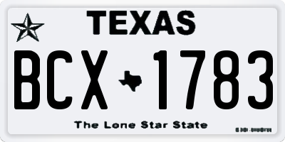 TX license plate BCX1783