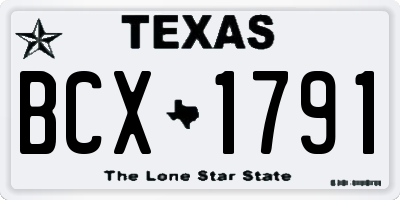 TX license plate BCX1791