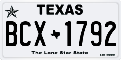TX license plate BCX1792