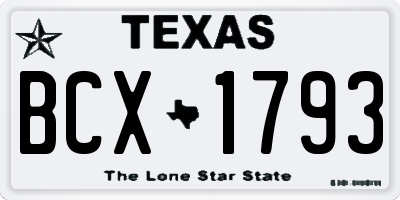 TX license plate BCX1793