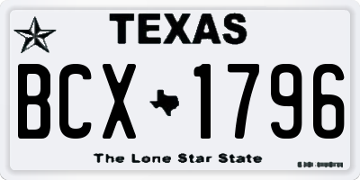 TX license plate BCX1796
