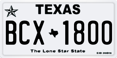 TX license plate BCX1800
