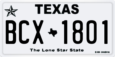 TX license plate BCX1801