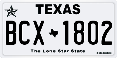 TX license plate BCX1802