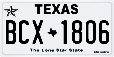 TX license plate BCX1806