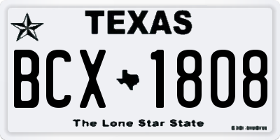TX license plate BCX1808