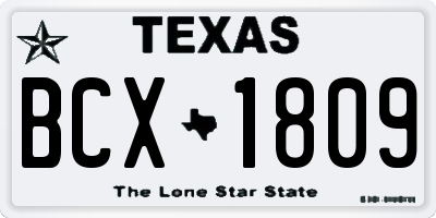 TX license plate BCX1809