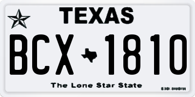 TX license plate BCX1810