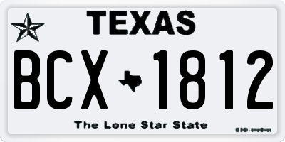 TX license plate BCX1812