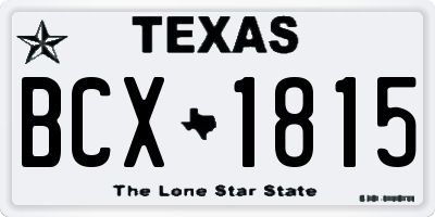 TX license plate BCX1815