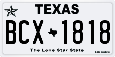 TX license plate BCX1818