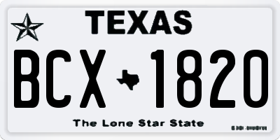 TX license plate BCX1820