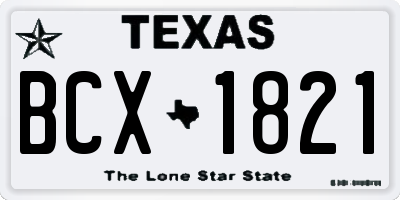 TX license plate BCX1821
