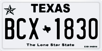 TX license plate BCX1830