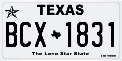 TX license plate BCX1831