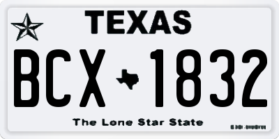 TX license plate BCX1832
