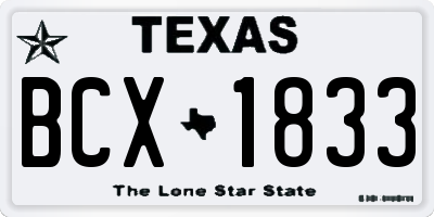 TX license plate BCX1833