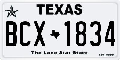 TX license plate BCX1834