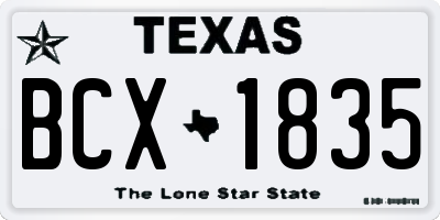 TX license plate BCX1835