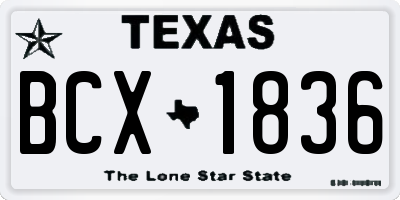 TX license plate BCX1836