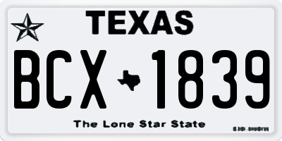 TX license plate BCX1839