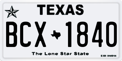 TX license plate BCX1840