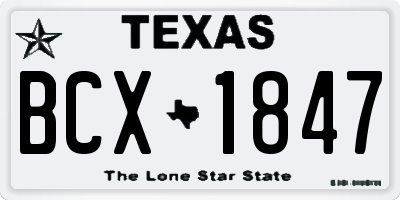 TX license plate BCX1847