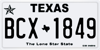 TX license plate BCX1849