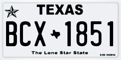 TX license plate BCX1851