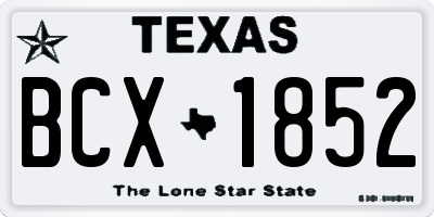 TX license plate BCX1852
