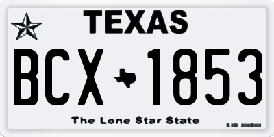 TX license plate BCX1853