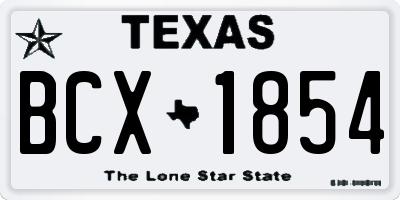 TX license plate BCX1854
