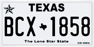TX license plate BCX1858