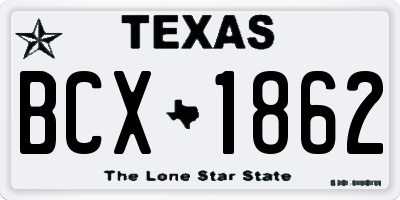 TX license plate BCX1862