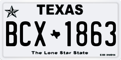 TX license plate BCX1863