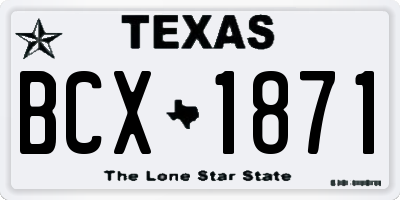 TX license plate BCX1871