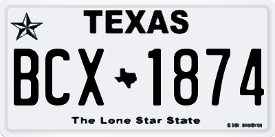 TX license plate BCX1874