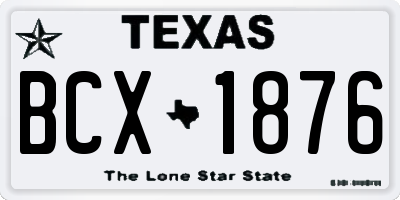 TX license plate BCX1876