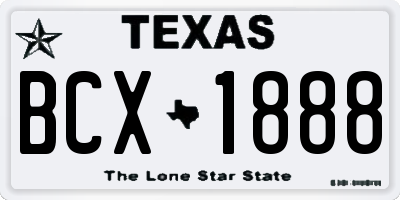 TX license plate BCX1888