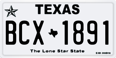 TX license plate BCX1891