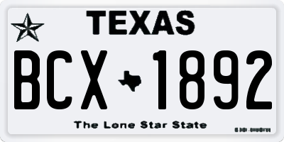 TX license plate BCX1892