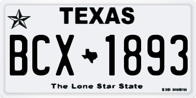 TX license plate BCX1893