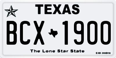 TX license plate BCX1900