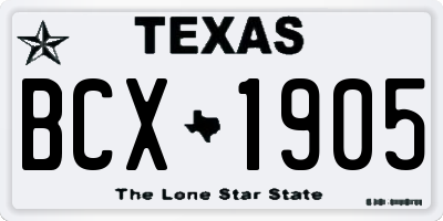 TX license plate BCX1905