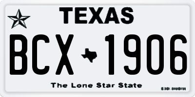 TX license plate BCX1906