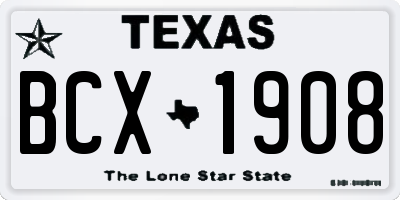 TX license plate BCX1908
