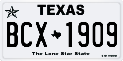 TX license plate BCX1909