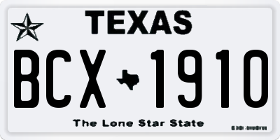 TX license plate BCX1910