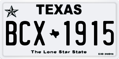 TX license plate BCX1915