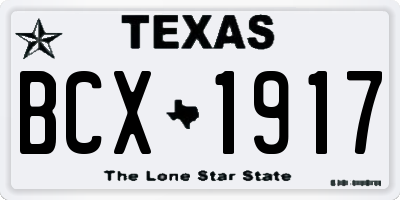 TX license plate BCX1917